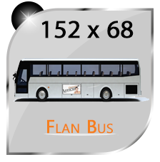 Affiche pour flanc de bus droit 152 x 68 dos bleu 120g/m² REH pour collage  Papier 120 g/m2 REH (résistance en milieu humide) couché satiné avec verso bleu (opacité 98 %) spécialement adapté pour les affiches collés. (Largeur maximum 135 cm, au delà impression en plusieurs laies avec recouvrement).